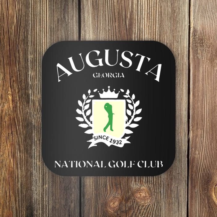 Vintage Augusta Georgia National Golf Club With Golfer Coaster