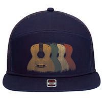 Vintage Acoustic Guitar for Guitarist Music Vintage Guitar 7 Panel Mesh Trucker Snapback Hat