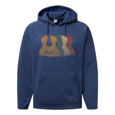 Vintage Acoustic Guitar for Guitarist Music Vintage Guitar Performance Fleece Hoodie