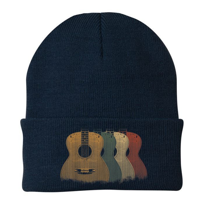 Vintage Acoustic Guitar for Guitarist Music Vintage Guitar Knit Cap Winter Beanie