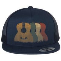 Vintage Acoustic Guitar for Guitarist Music Vintage Guitar Flat Bill Trucker Hat