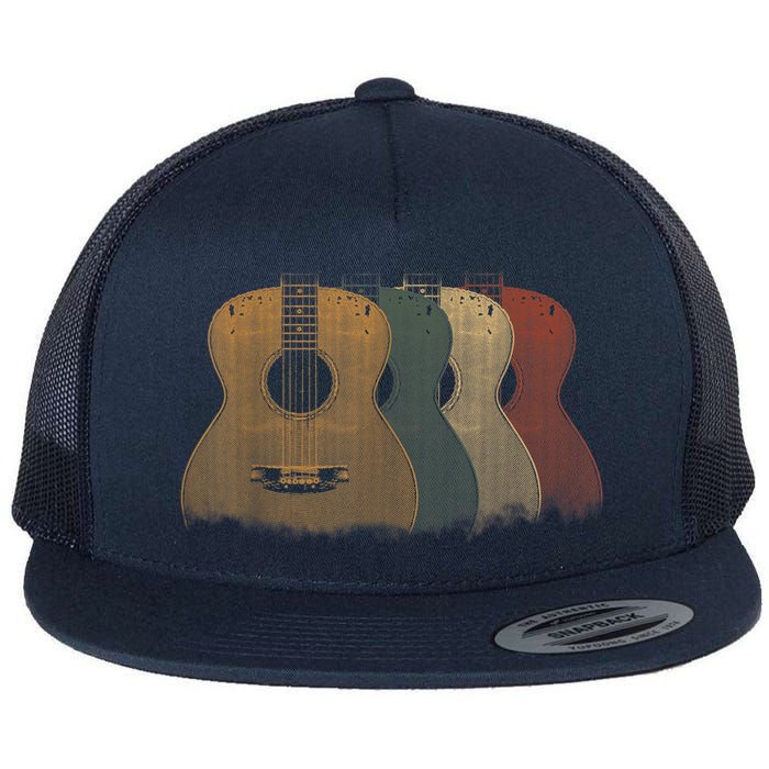 Vintage Acoustic Guitar for Guitarist Music Vintage Guitar Flat Bill Trucker Hat