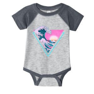 Vaporwave Aesthetic Great Wave Retro Triangle Infant Baby Jersey Bodysuit