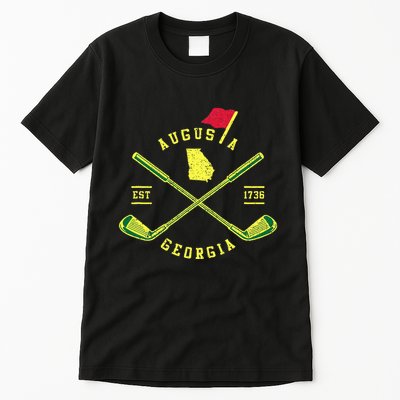 Vintage Augusta Georgia Map Golf Clubs Golfer Tall T-Shirt