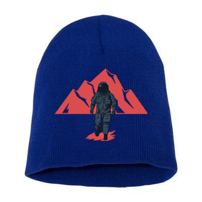 Vintage Astronaut Graphic Gift Mountains And Astronaut Design Gift Short Acrylic Beanie