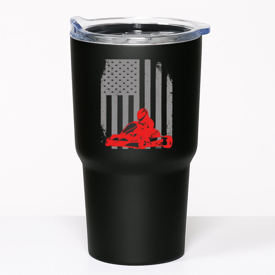 Vintage American Go Kart Racing With USA Flag Tumbler