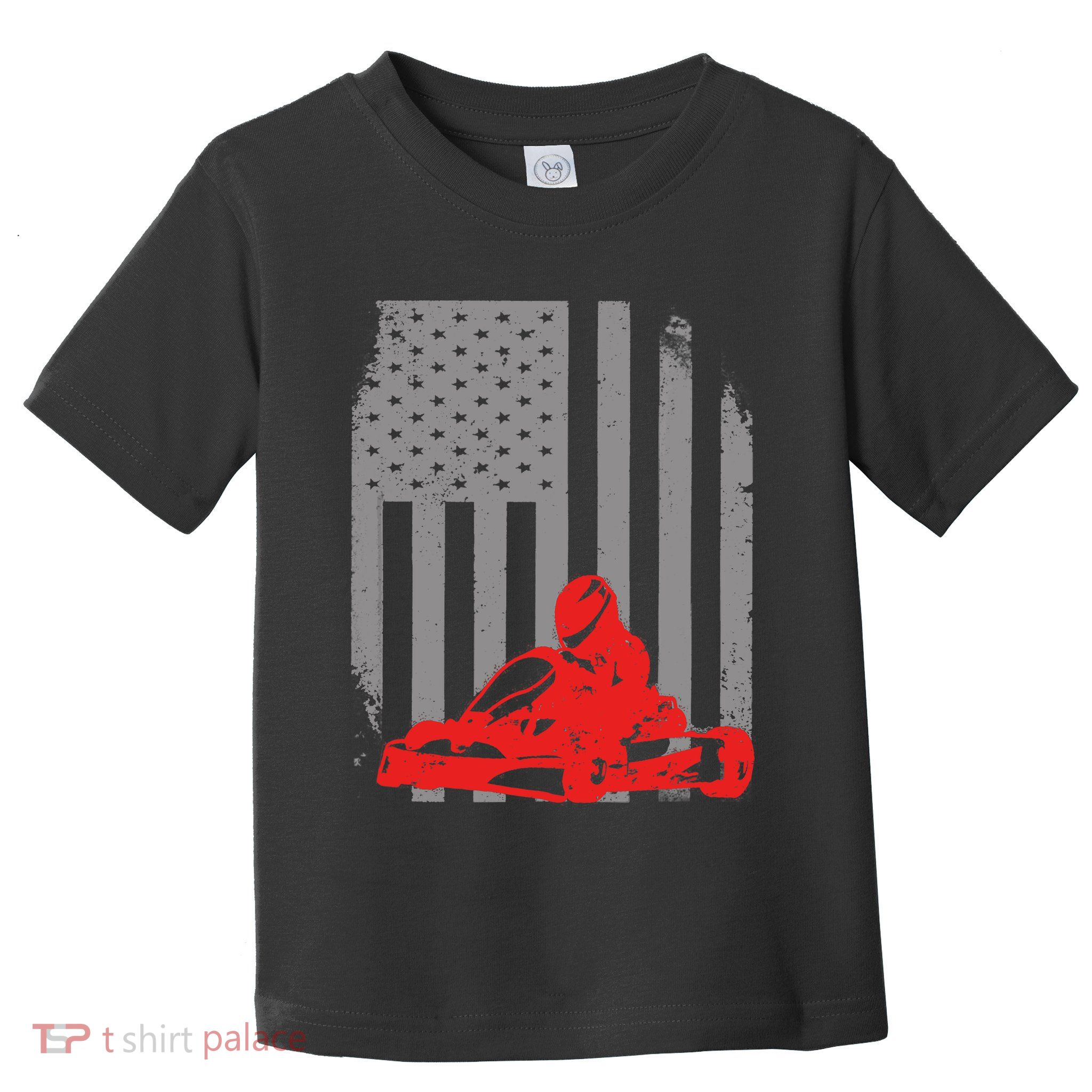 Vintage American Go Kart Racing With USA Flag Toddler T-Shirt