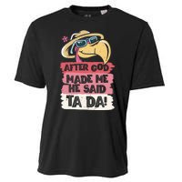 Vintage After God Made Me He Said Ta Da Funny Flamingo Cooling Performance Crew T-Shirt