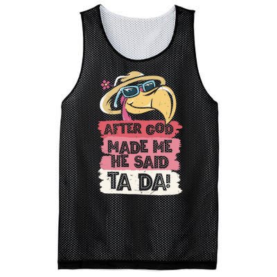 Vintage After God Made Me He Said Ta Da Funny Flamingo Mesh Reversible Basketball Jersey Tank