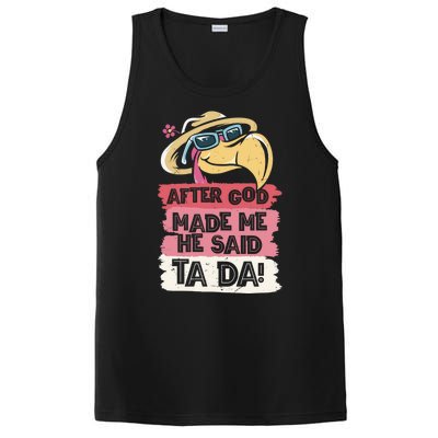 Vintage After God Made Me He Said Ta Da Funny Flamingo PosiCharge Competitor Tank