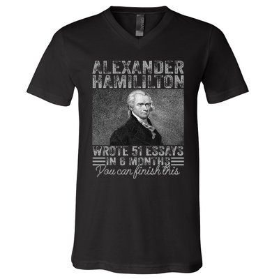 Vintage Alexander Hamilton Wrote 51 Essays In 6 Months V-Neck T-Shirt