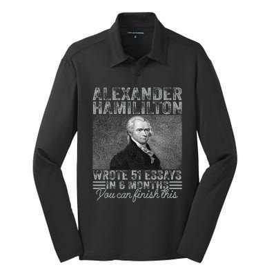 Vintage Alexander Hamilton Wrote 51 Essays In 6 Months Silk Touch Performance Long Sleeve Polo