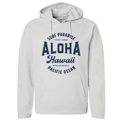 Vintage Aloha Hawaii Retro Preppy Throwback Souvenir Performance Fleece Hoodie