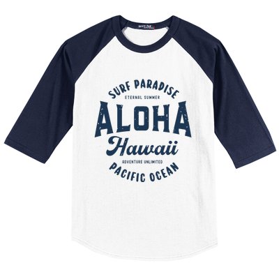 Vintage Aloha Hawaii Retro Preppy Throwback Souvenir Baseball Sleeve Shirt