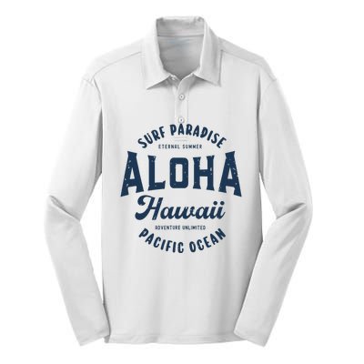 Vintage Aloha Hawaii Retro Preppy Throwback Souvenir Silk Touch Performance Long Sleeve Polo