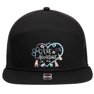 Vet Assistant Heart Veterinary Assistant Appreciation 7 Panel Mesh Trucker Snapback Hat