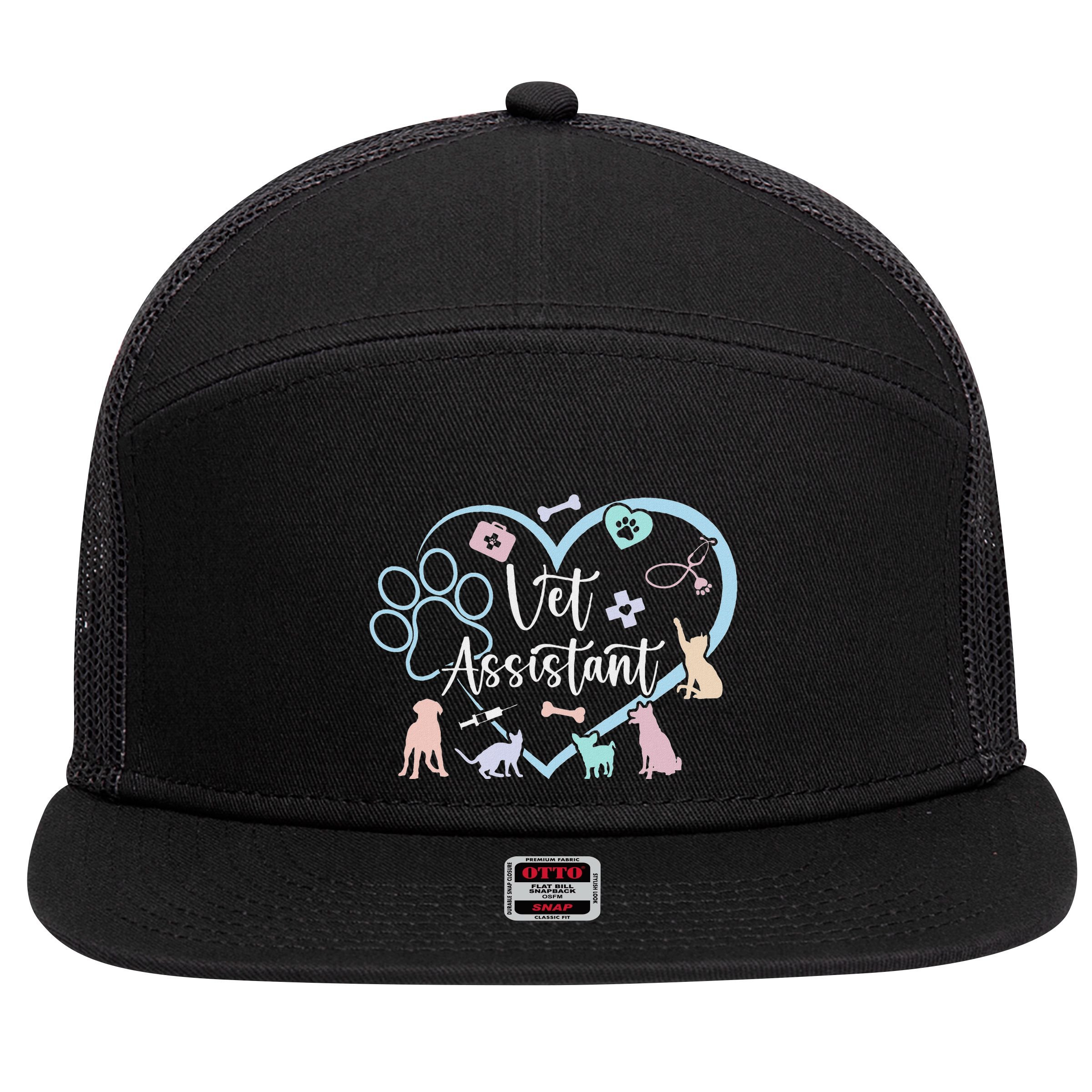 Vet Assistant Heart Veterinary Assistant Appreciation 7 Panel Mesh Trucker Snapback Hat