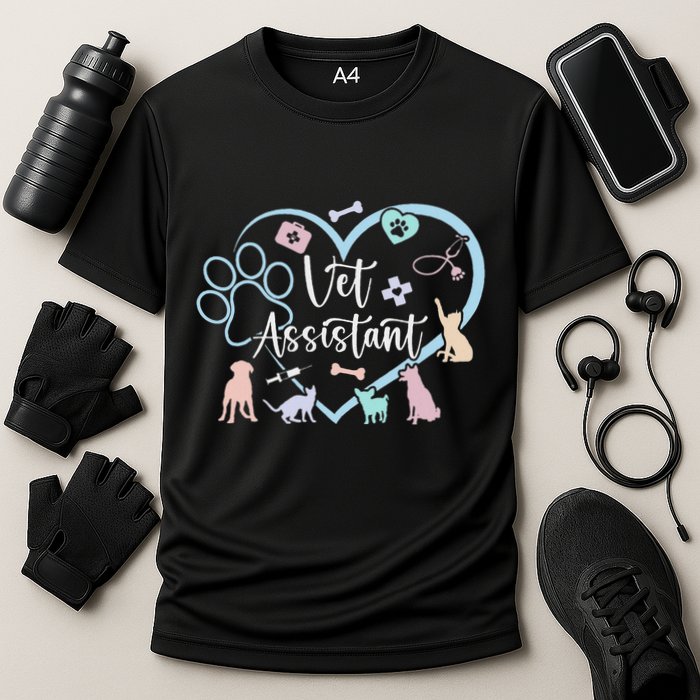 Vet Assistant Heart Veterinary Assistant Appreciation Cooling Performance Crew T-Shirt