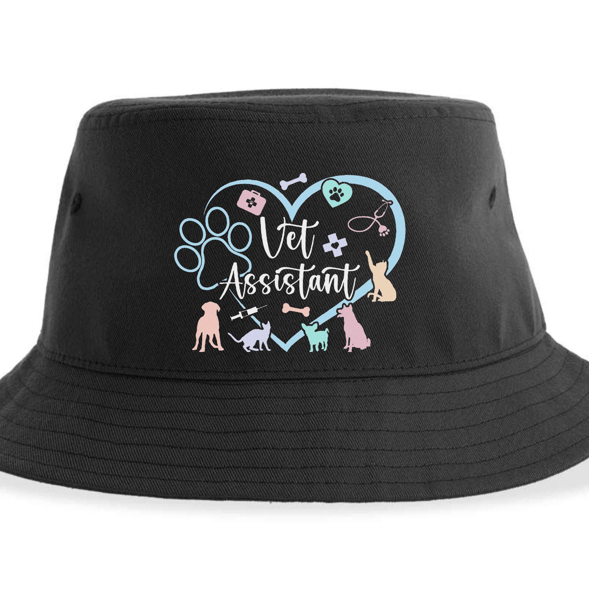 Vet Assistant Heart Veterinary Assistant Appreciation Sustainable Bucket Hat
