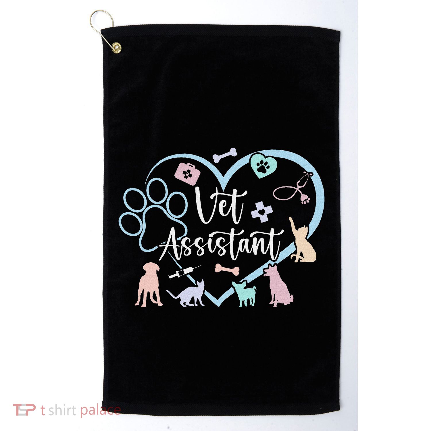 Vet Assistant Heart Veterinary Assistant Appreciation Golf Towel