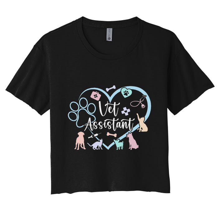 Vet Assistant Heart Veterinary Assistant Appreciation Women's Crop Top Tee