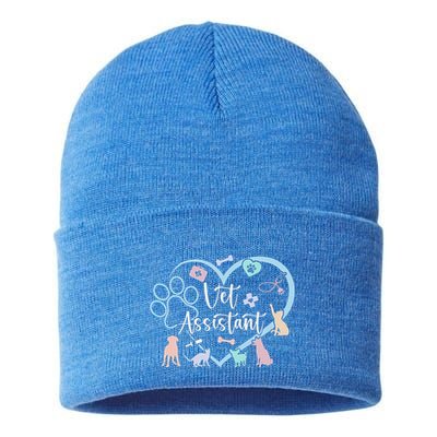 Vet Assistant Heart Veterinary Assistant Appreciation Sustainable Knit Beanie