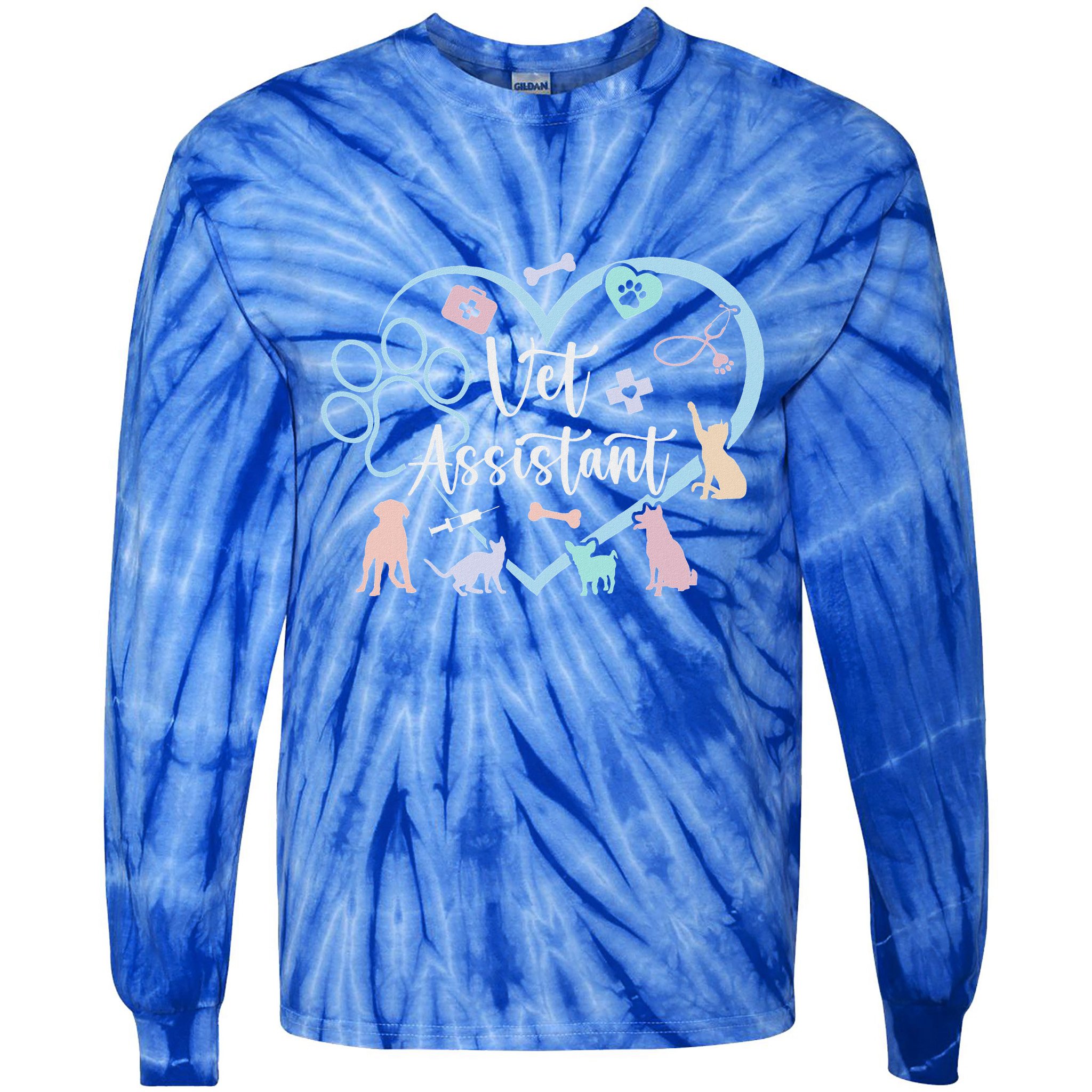 Vet Assistant Heart Veterinary Assistant Appreciation Tie-Dye Long Sleeve Shirt