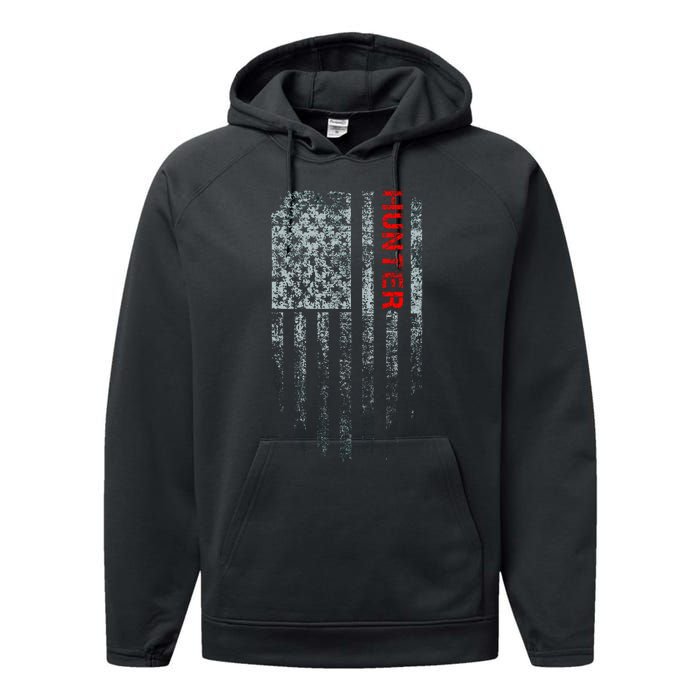 Vintage American Hunter Flag Performance Fleece Hoodie