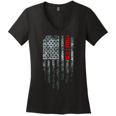 Vintage American Hunter Flag Women's V-Neck T-Shirt