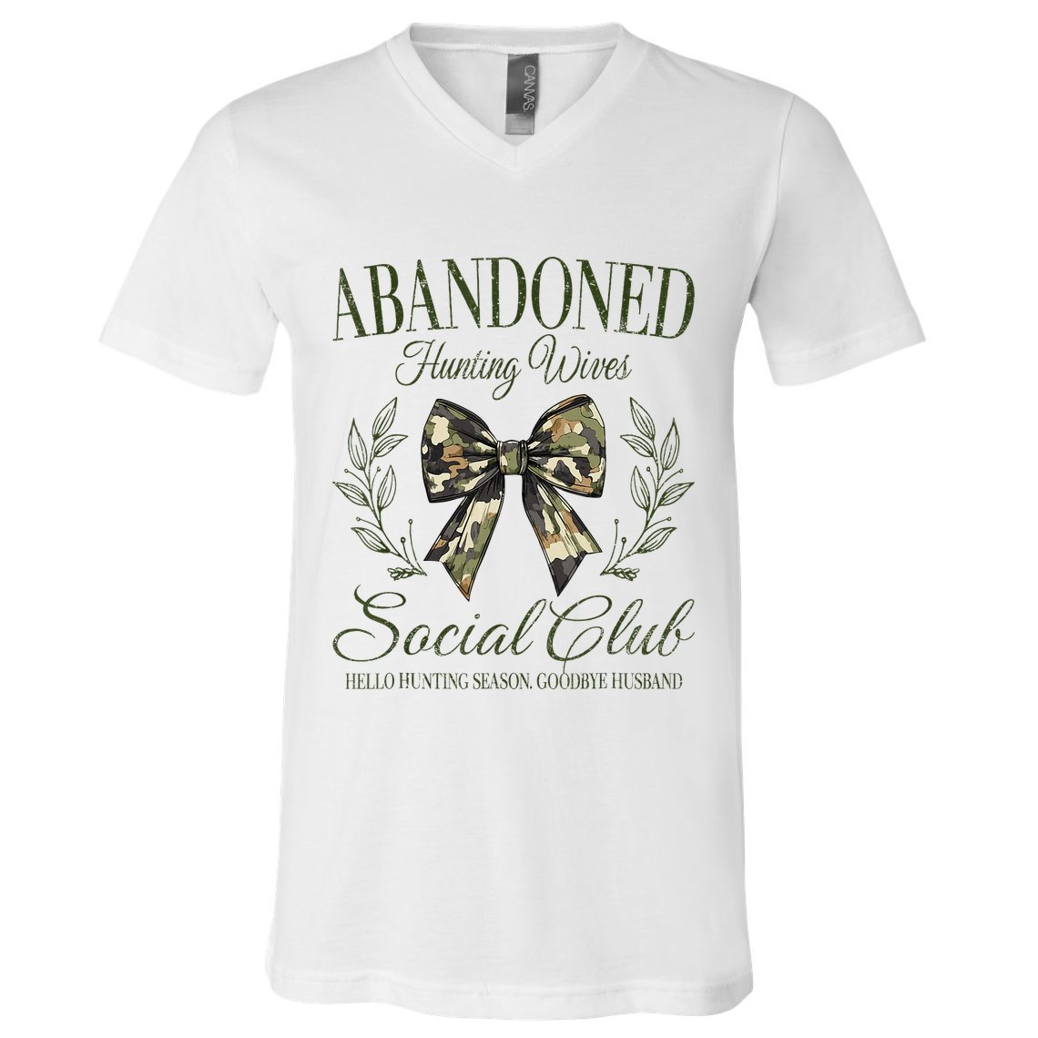 Vintage Abandoned Hunting Wives Social Club V-Neck T-Shirt
