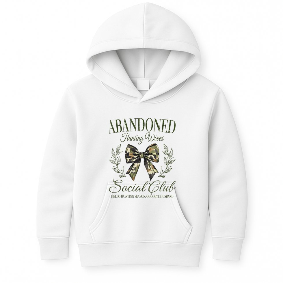 Vintage Abandoned Hunting Wives Social Club Kids Hoodie