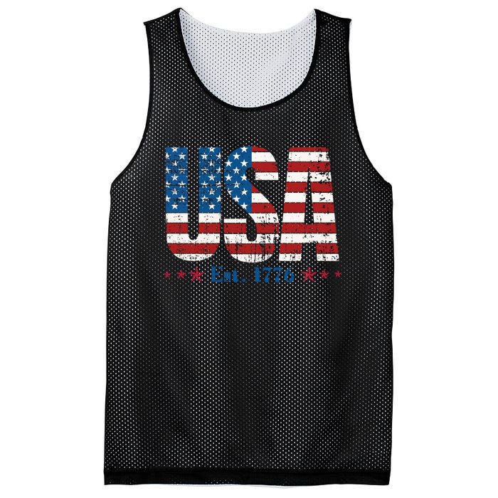 Vintage American Independence USA Flag 4th Of July 1776 Mesh Reversible Basketball Jersey Tank