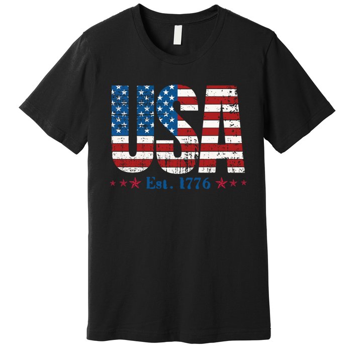 Vintage American Independence USA Flag 4th Of July 1776 Premium T-Shirt