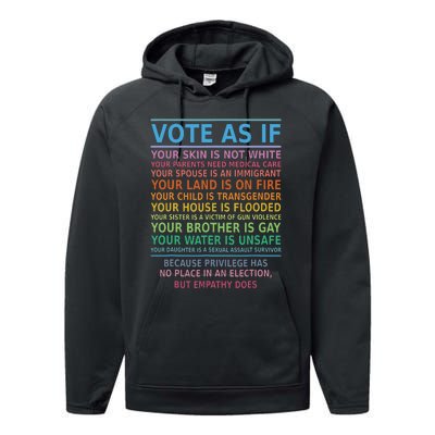 Vote As If Your Skin Is Not White Humans Rights Apparel Performance Fleece Hoodie