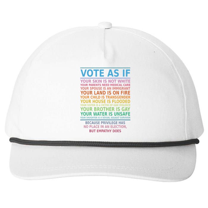 Vote As If Your Skin Is Not White Humans Rights Apparel Snapback Five-Panel Rope Hat