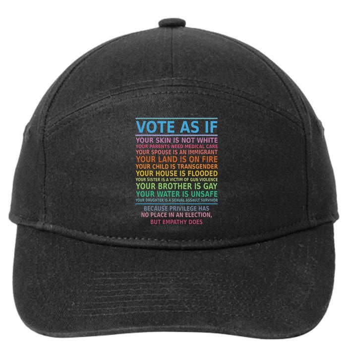 Vote As If Your Skin Is Not White Humans Rights Apparel 7-Panel Snapback Hat