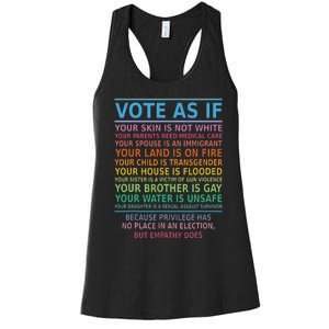 Vote As If Your Skin Is Not White Humans Rights Apparel Women's Racerback Tank