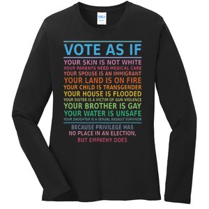 Vote As If Your Skin Is Not White Humans Rights Apparel Ladies Long Sleeve Shirt