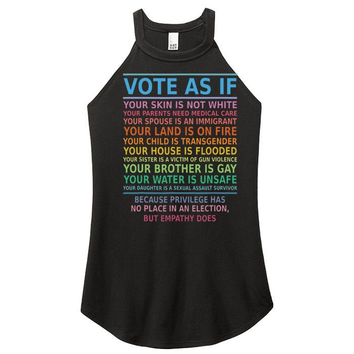 Vote As If Your Skin Is Not White Humans Rights Apparel Women's Perfect Tri Rocker Tank