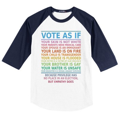 Vote As If Your Skin Is Not White Humans Rights Apparel Baseball Sleeve Shirt