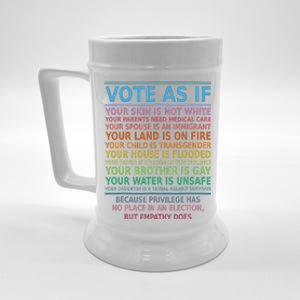 Vote As If Your Skin Is Not White Humans Rights Apparel Beer Stein