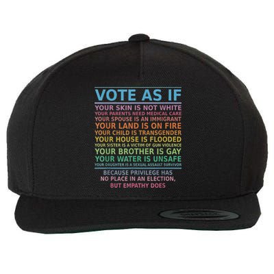 Vote As If Your Skin Is Not White Human's Rights Wool Snapback Cap