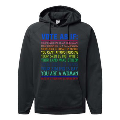 Vote As If Your Life Depends On It Human Rights Performance Fleece Hoodie