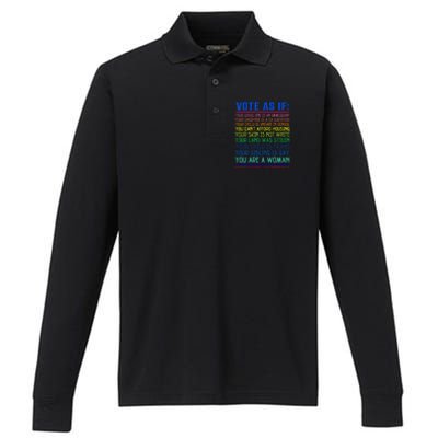 Vote As If Your Life Depends On It Human Rights Performance Long Sleeve Polo