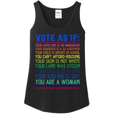 Vote As If Your Life Depends On It Human Rights Ladies Essential Tank