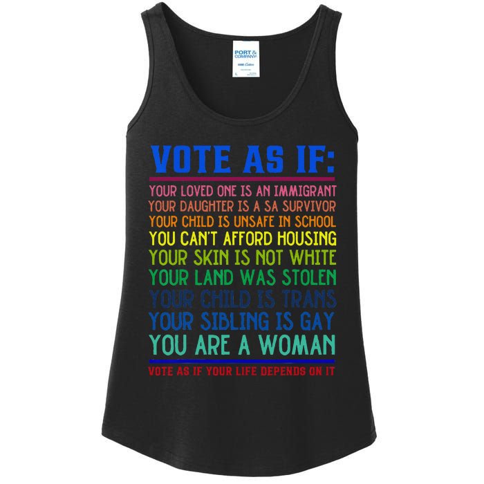 Vote As If Your Life Depends On It Human Rights Ladies Essential Tank