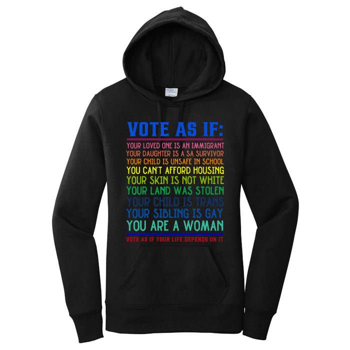 Vote As If Your Life Depends On It Human Rights Women's Pullover Hoodie