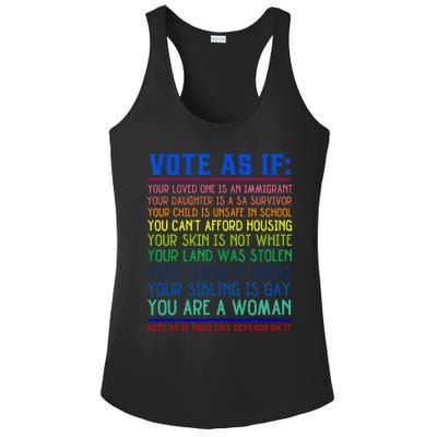 Vote As If Your Life Depends On It Human Rights Ladies PosiCharge Competitor Racerback Tank