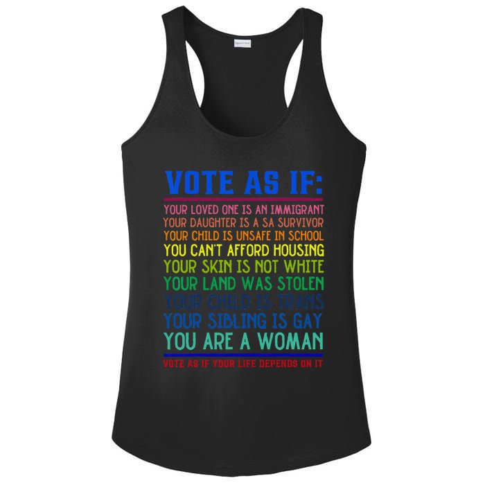 Vote As If Your Life Depends On It Human Rights Ladies PosiCharge Competitor Racerback Tank