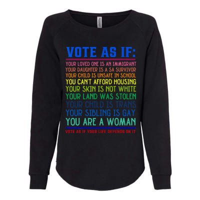 Vote As If Your Life Depends On It Human Rights Womens California Wash Sweatshirt